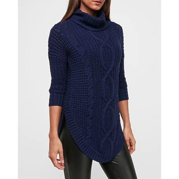 Express Cowl Neck Cable Knit Tunic Sweater XS - Picture 1 of 2